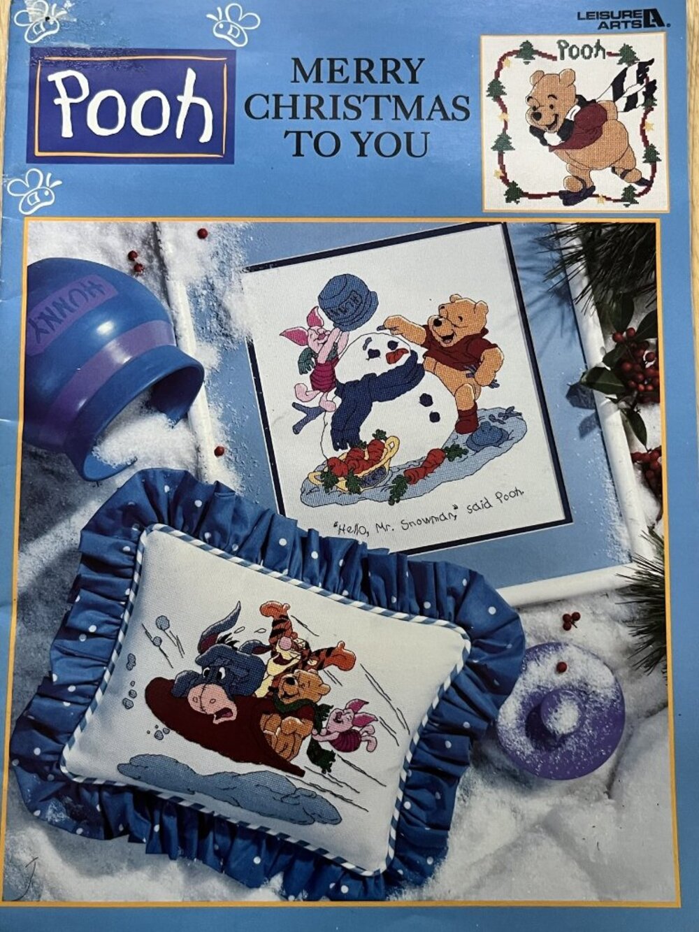 Leisure Arts Cross Stitch Pattern Booklet Disney Pooh Merry Christmas to You